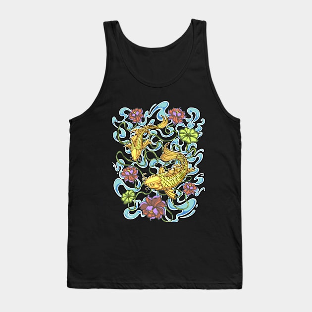 The Golden Koi Tank Top by RyudiBlack